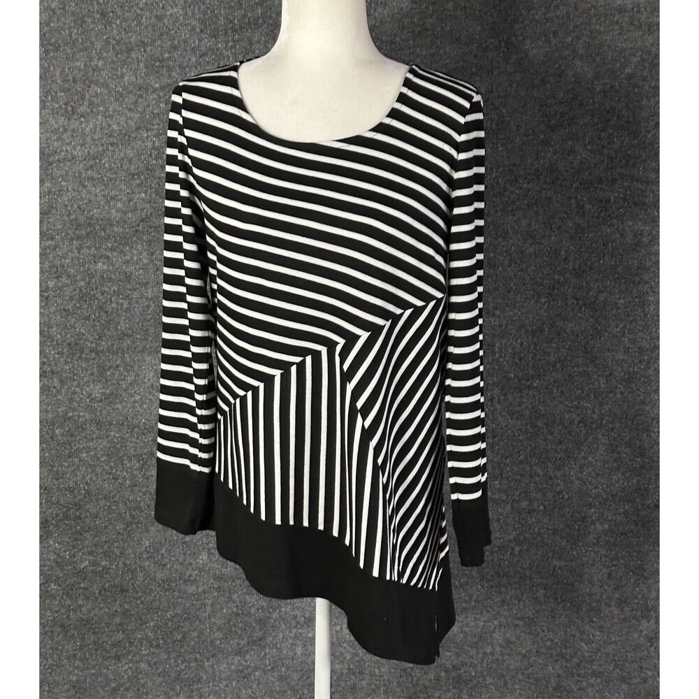 Chicos Angle Cut Long Sleeve Blouse Shirt Top Size 1 / Medium BB3964